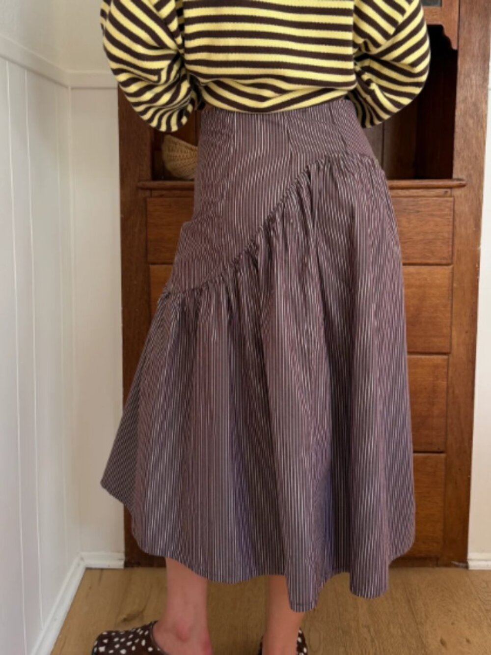 Maeve Midi Skirt - Saddle Stripe - Lisa Says Gah PLUS SIZE - Picture 6 of 6